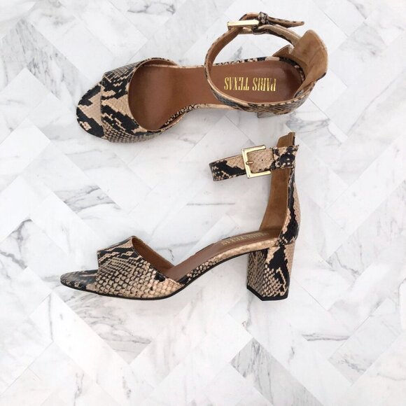 NWT PARIS TEXAS Embossed Snake Print Heeled Sandal Size EU=37.5/ US= 7.5 - Picture 2 of 11